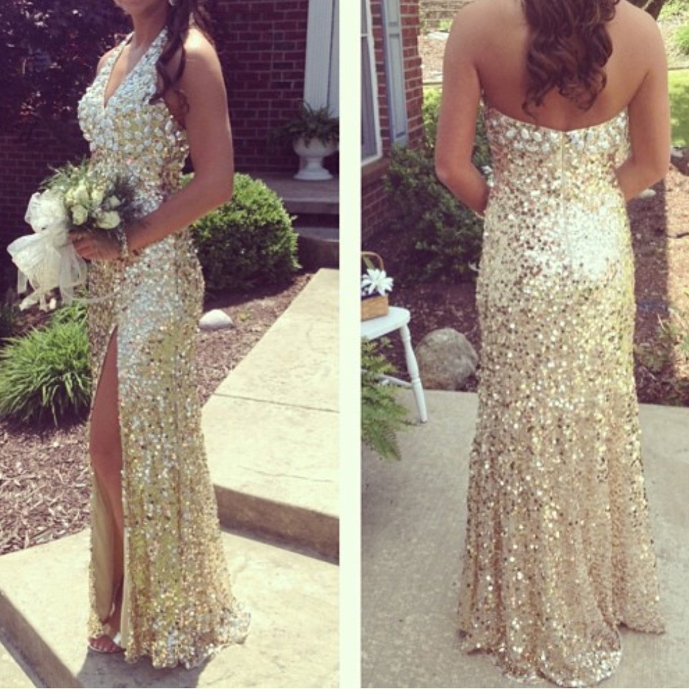 Gold/Silver sequen prom dress